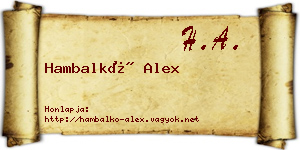 Hambalkó Alex névjegykártya