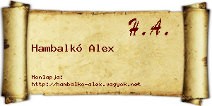 Hambalkó Alex névjegykártya